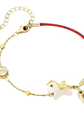 儿童金色小马钱币手链女小众轻奢