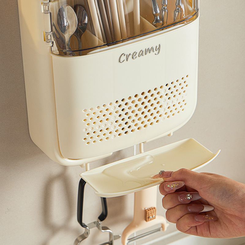 新品筷子筒置物架家用壁挂厨房筷子带筷沥水收纳盒笼盖防潮勺子篓