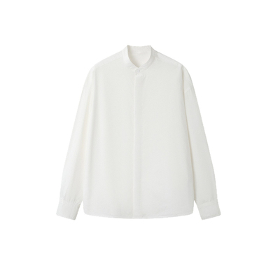 精梳棉新中式立领长袖暗门襟衬衫