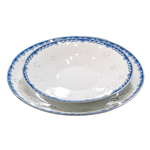 康普诗景德镇高端青花瓷玲珑碗碟餐具碗盘乔迁家用轻奢手工盘子碗