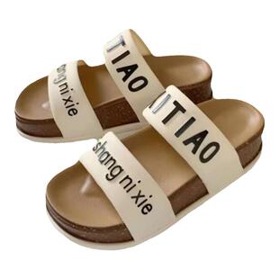 细细条 韩版时尚个性防滑厚底拖鞋夏季户外百搭网红双带凉拖鞋女