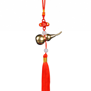 铜葫芦挂件黄铜五帝钱挂饰门口办公室装饰品开口空心朱砂吉祥饰品