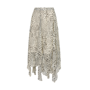 Miorastudio法式艺术感气质豹纹图案长裙高腰不规则多裙摆半身裙