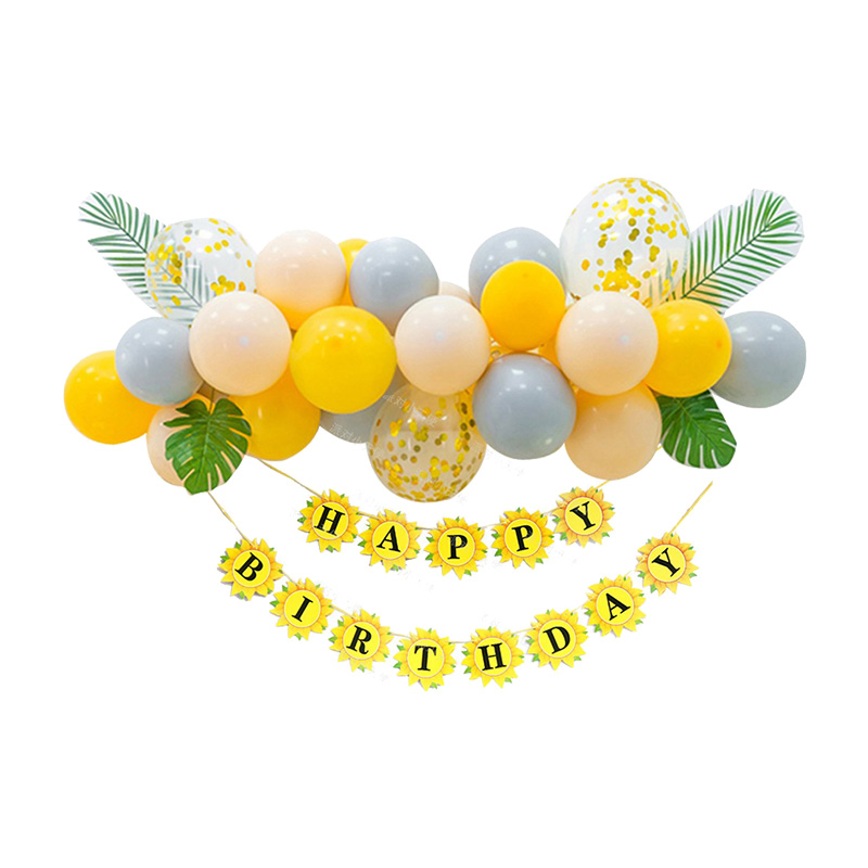 气球链马卡龙生日场景布置装饰宝宝百日周岁满月宴派对海报墙甜品