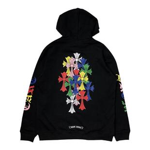 起飞秋冬首波彩色十字架串花臂印花连帽衫潮个性街头薄款套头卫衣