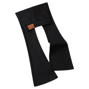 黑色紧身微喇叭牛仔裤女2025秋冬新款高腰修身显瘦弹力加绒马蹄裤