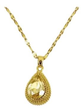 钛钢金色榴莲水滴锁骨链女