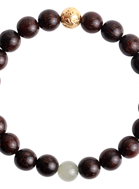 心斋堂小叶紫檀18K黄金手链