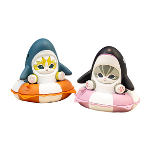 正版猫福珊迪游泳圈系列手办印章盲盒可爱萌粒摆件玩具送女生礼物