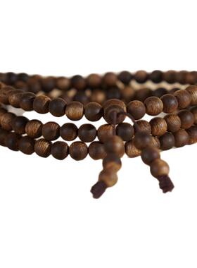 天然海南莺歌绿奇楠手链108颗沉香手串女多圈棋楠九分沉佛珠念珠