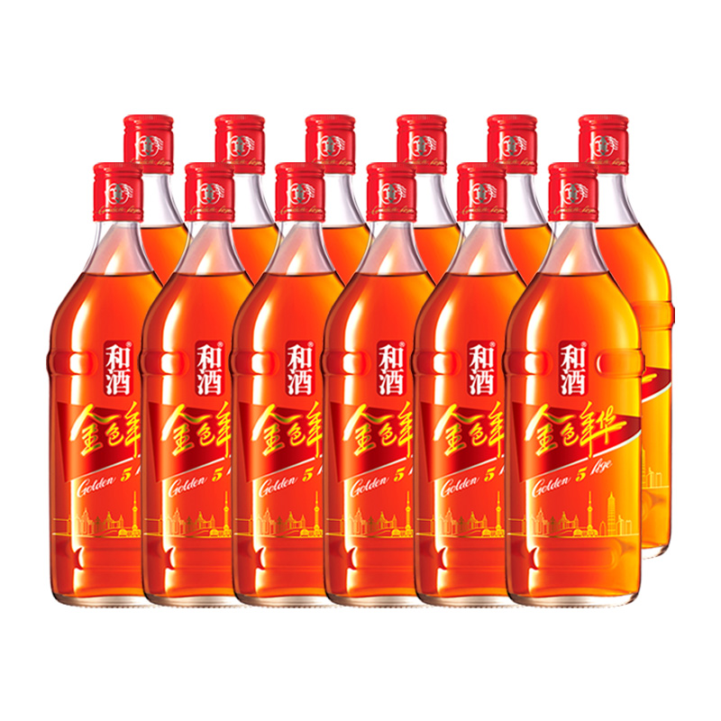 和酒 金色年华5年五年陈 上海金枫 黄酒半干型整箱 500ml*12瓶