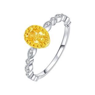 ILCO尤珂「暖阳蜜糖」白18K金双色钻石女戒天然彩钻黄钻求婚戒指