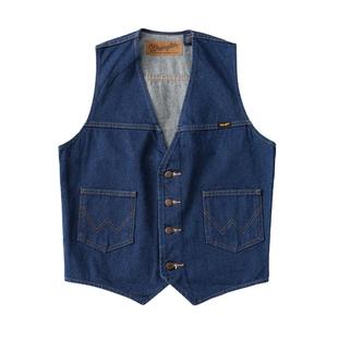 【自营】Wrangler/威格黄石牛仔马甲男士西部牛仔风丹宁工装背心