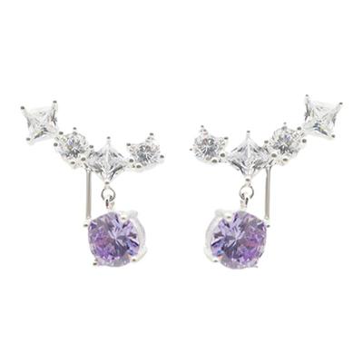 满天星925纯银莫奈紫耳钉