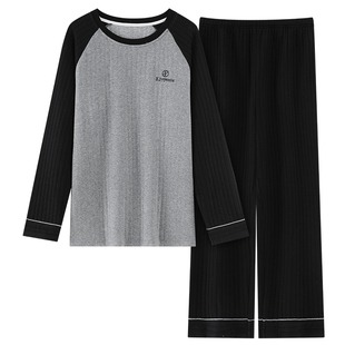 空气棉夹层睡衣男士秋冬季长袖保暖发热套装青少年加厚加绒家居服