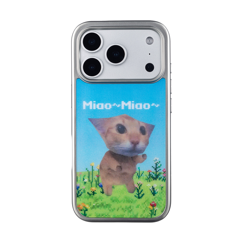 【光栅动图】阿米噶蒂朵喵喵me动图壳 左右翻转2变 适用iPhone17/16ProMax电镀亮银趣味手机壳