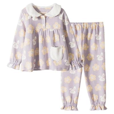 芋泥波波兔女童秋冬亲子家居服