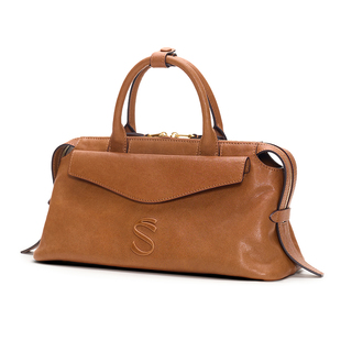 fiedlesissi/菲德茜茜缪S波士顿包复古手提包植鞣头层牛皮单肩包