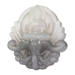 和合玉器和田玉观音挂件墨玉玉石山料立体雕刻吉祥玉牌吊坠玉坠