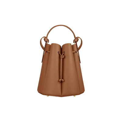 驼色荔枝纹牛皮手提斜挎包Polene