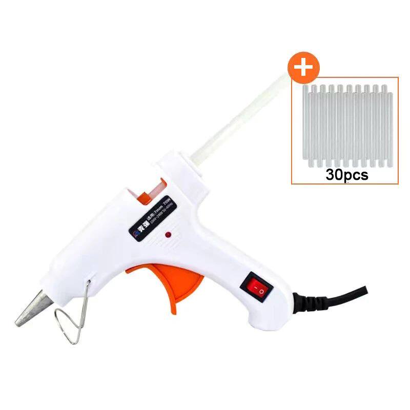 70W Hot Melt Glue Gun With 7MM Transparent Glue Stick Mini G (82300:48046:color classification:white 30pcs+70W)