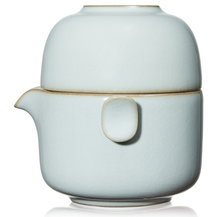 【新年礼物】雅瓷汝窑旅行茶具单人套装快客杯便携式吉祥杯一人饮