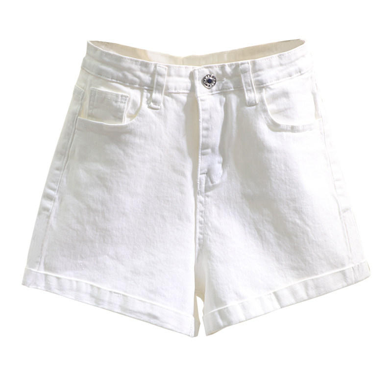 白色高腰牛仔短裤女夏季休闲修身韩版显瘦浅色弹力a字百搭热裤子