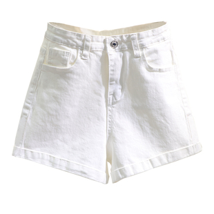 白色高腰牛仔短裤女夏季休闲修身韩版显瘦浅色弹力a字百搭热裤子