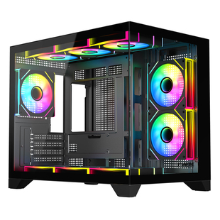 九尾狐T1海景房diy组装电脑机箱台式机侧透matx主板360水冷atx