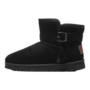 回力黑色雪地靴女款2026冬季新款加绒加厚保暖厚底女鞋防泼水棉鞋