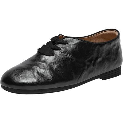 Bata深口单鞋女2025秋季新款通勤复古羊皮书软底牛津便鞋AUO32CM5