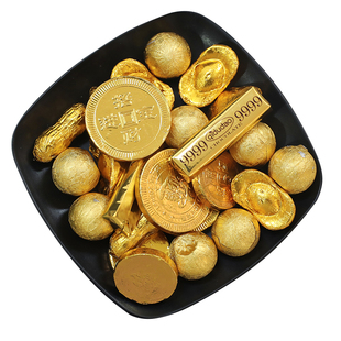 5斤装生日蛋糕装饰代可可脂巧克力金币元宝祝寿财神婚庆喜糖摆件
