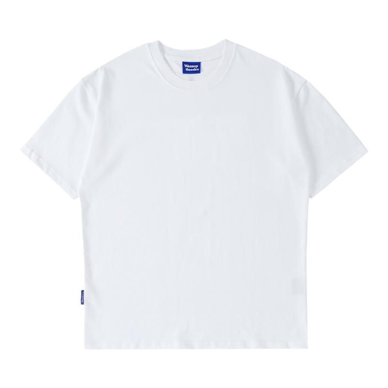 WASSUP潮牌重磅280G圆领新疆全棉夏短袖T恤男女白色宽松纯棉国潮