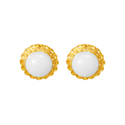 18K镶嵌和田玉羊脂白玉和合玉器