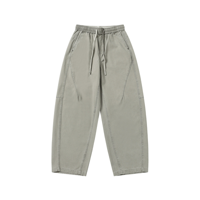 灰色解构拼接抽绳休闲长裤男春季