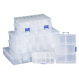 德力西多格零件盒螺丝收纳盒塑料透明分类格子工具电子元件样品盒