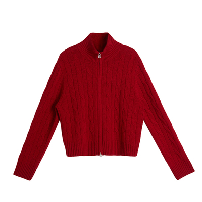 TOFOD 加州阳光 澳洲进口100羊毛绞花开衫 麻花毛衣针织打底衫