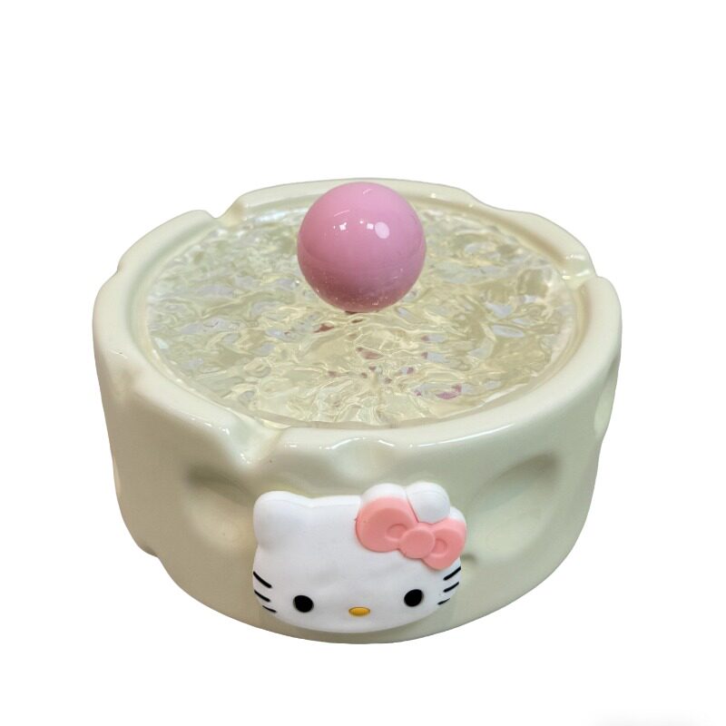 创意奶酪烟灰缸带盖防飞Kitty猫