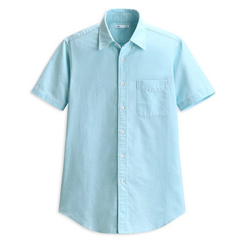 2026纯色牛津纺短袖衬衫男夏季工装修身青年纯棉男生短袖衬衣宽松