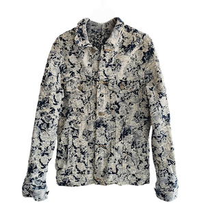 美式废土干枯玫瑰撕破花卉直角肩翻领牛仔外套女休闲洋气夹克上衣