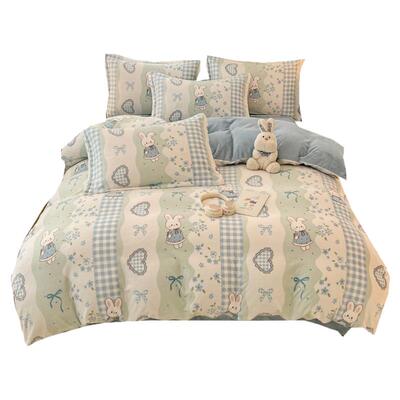 洁丽雅冬季加厚双面牛奶绒被套