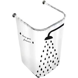 浴帘套装免打孔U形淋浴帘弧形卫生间防水浴室隔断帘伸缩u型浴帘杆