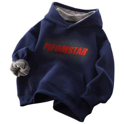 冬季加厚保暖男童连帽卫衣洋气