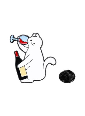 超萌小猫喝酒珐琅合金胸针