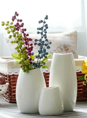 新品 白色简代北欧风格陶瓷花瓶三件套花器工艺术品家居摆件中号