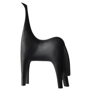 现代极简风小马高级感办公室软装黑白抽象马书柜客厅家居饰品摆件