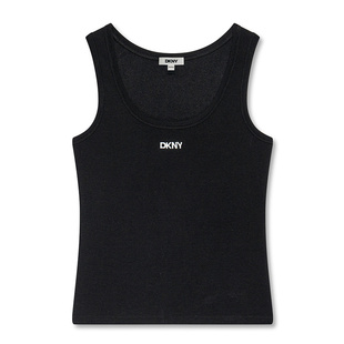 DKNY唐可娜儿春夏打底内搭背心女短款上衣休闲高级LOGO绣花紧身