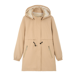 啄木鸟2025新款女款冬季时尚宽松休闲高级感小个子中长款风衣外套