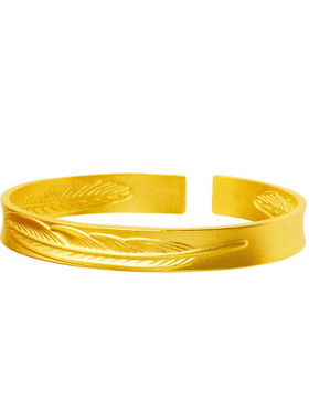 越南沙金羽毛纹开口手镯不掉色