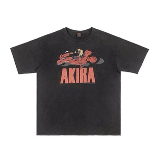 Akira vintage tee阿基拉复古做旧T恤高街宽松男女款休闲落肩短袖